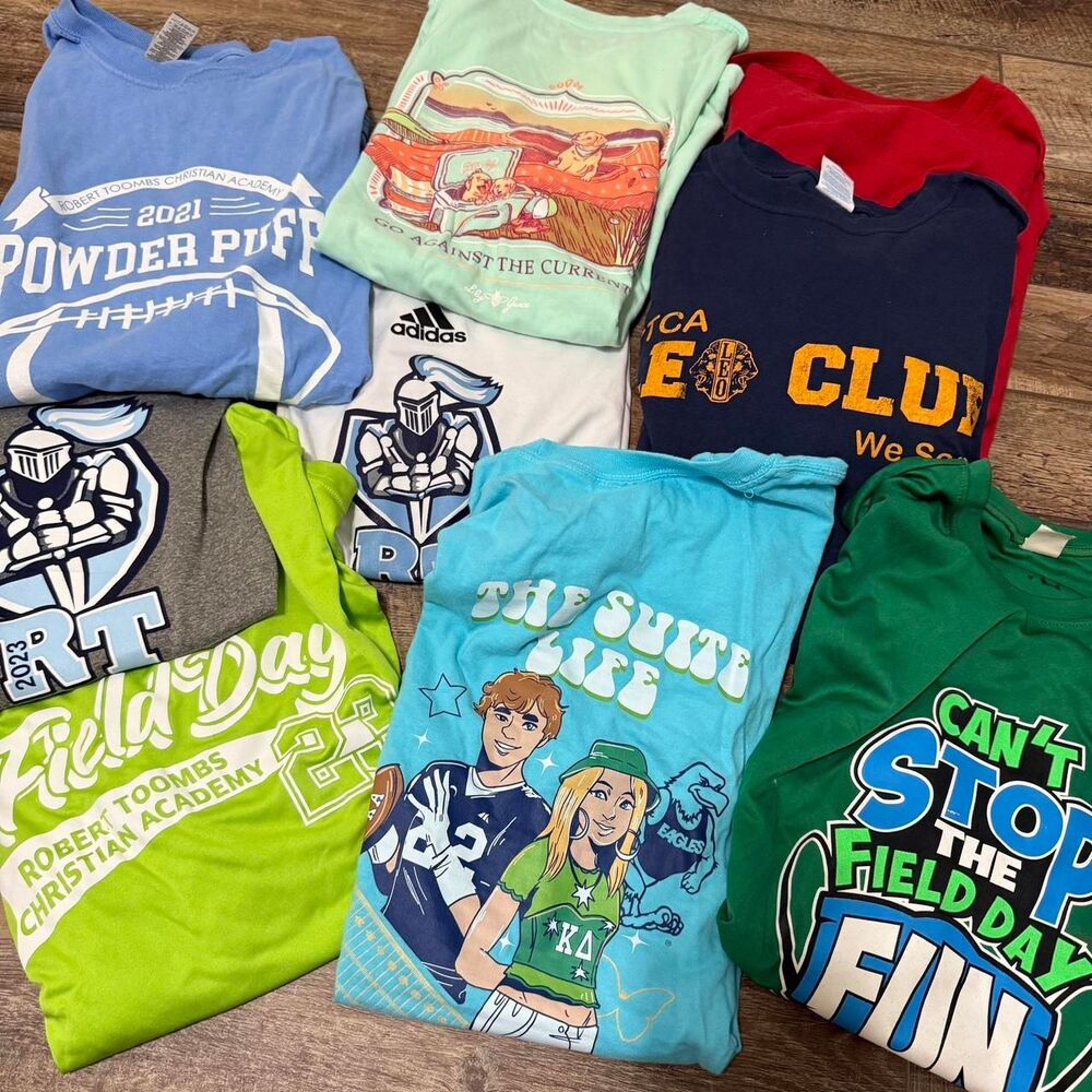 BUNDLE Of Random Men's Unisex Women's Blue Green Sports Drifit Lot of 9 T-shirts